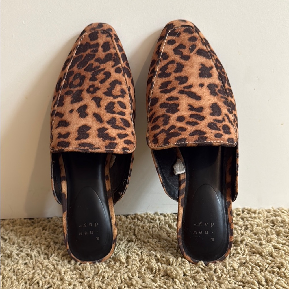a new day Faux Suede Leopard Mules